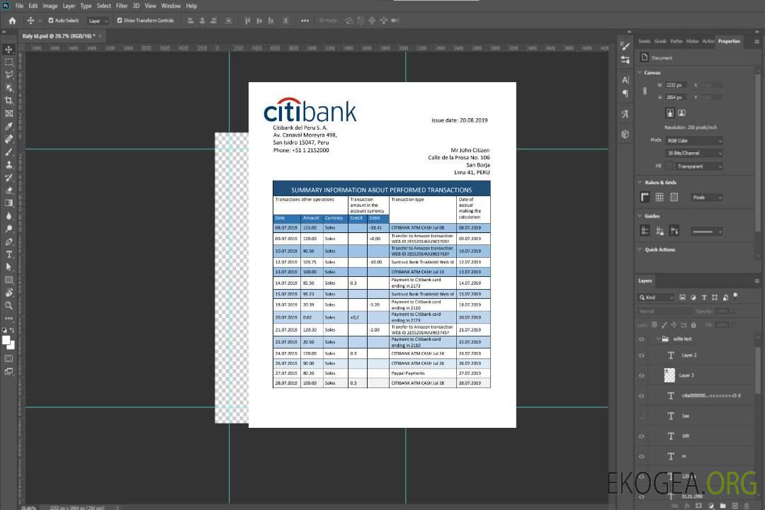 Modèle de relevé bancaire Pérou Citibank facile à remplir au format Word et PDF template Modèle de relevé bancaire Pérou Citibank facile à remplir au format Word et PDF template